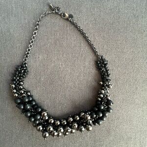 Lia Sophia Knockout / Inked Hematite Black Beaded Necklace. 17” - 20” long